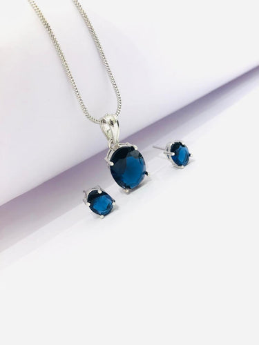 Oval Blue Pendant Set